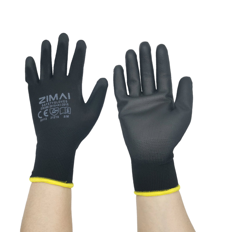 12 Pares de Luvas de Trabalho com Revestimento PU – Leves e Versáteis